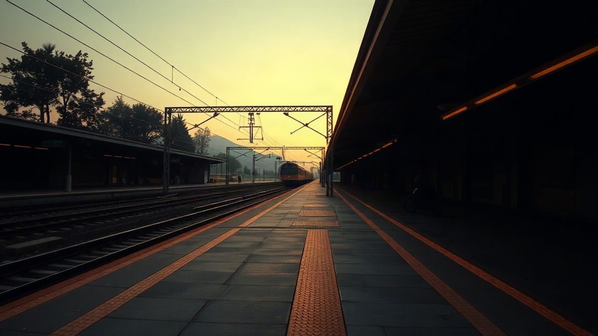Imagen ilustrativa: un andén ferroviario vacío al amanecer, con un tren pequeño al fondo y mucho espacio libre alrededor