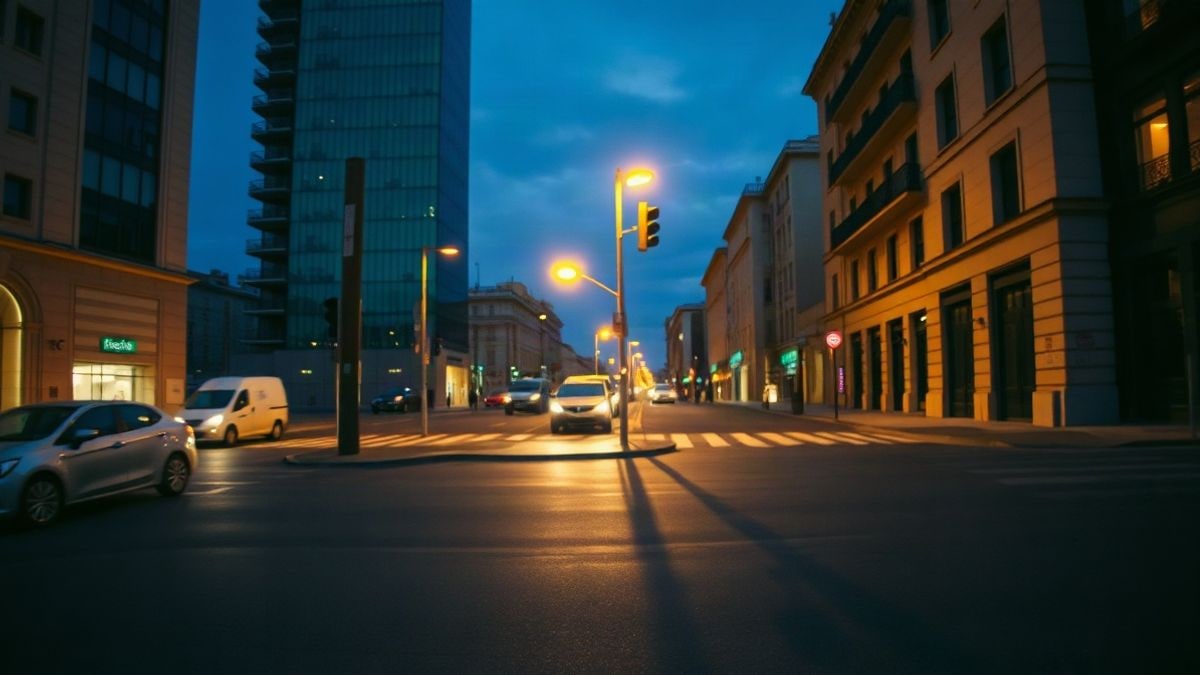 Imagen ilustrativa: un teléfono móvil sobre el asfalto mojado de una calle vacía al atardecer