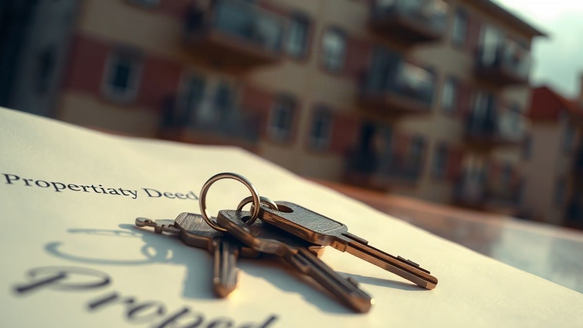 Imagen ilustrativa: primer plano de unas llaves sobre un contrato de compraventa de vivienda