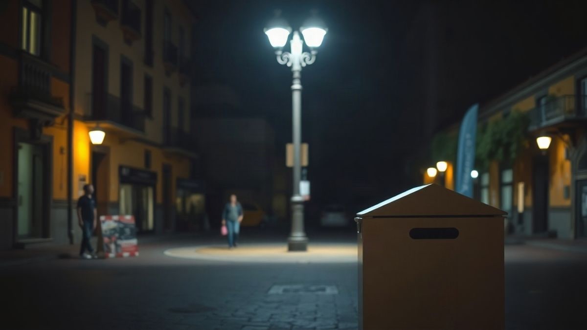 Imagen ilustrativa: urna electoral vacía en un colegio nocturno bajo luz artificial