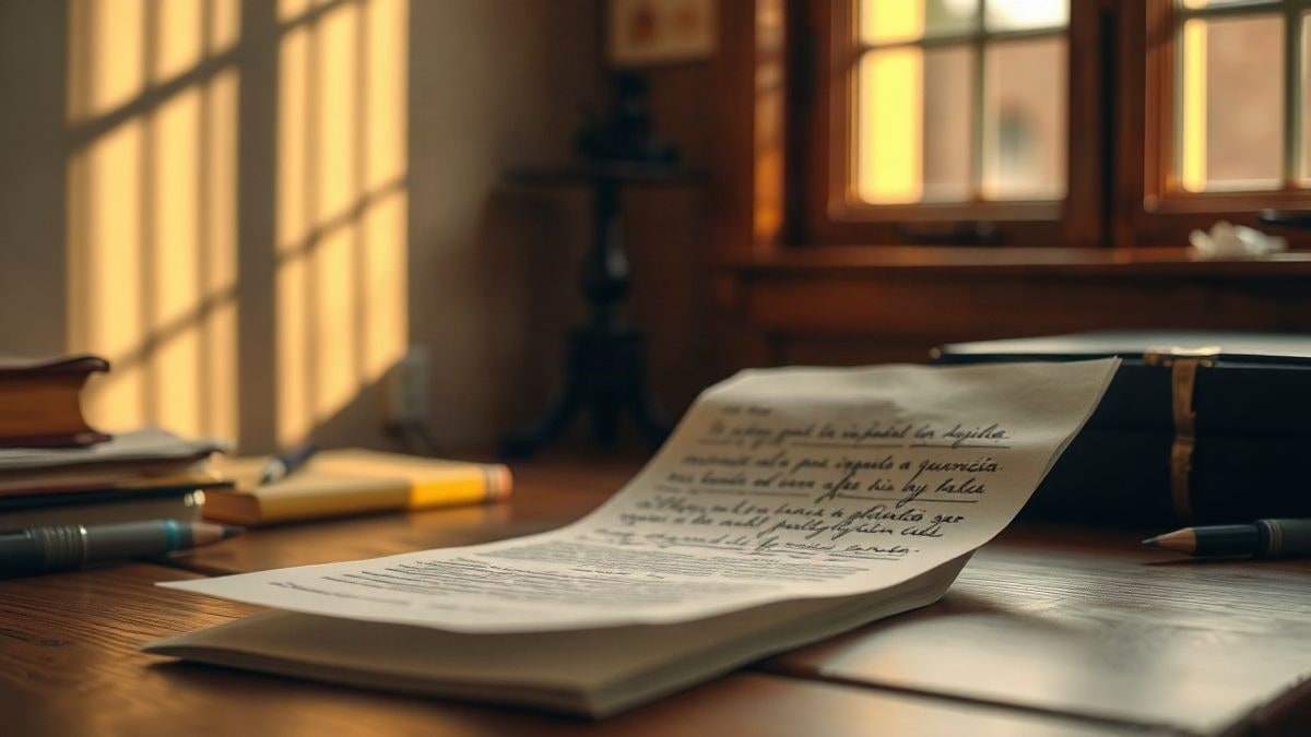 Imagen ilustrativa: detalle de una carta manuscrita doblada sobre una mesa de madera junto a una ventana