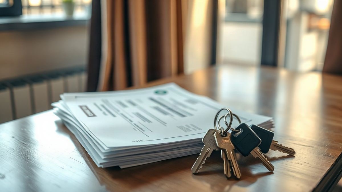 Illustrative image: documents and keys on a wooden table by a window