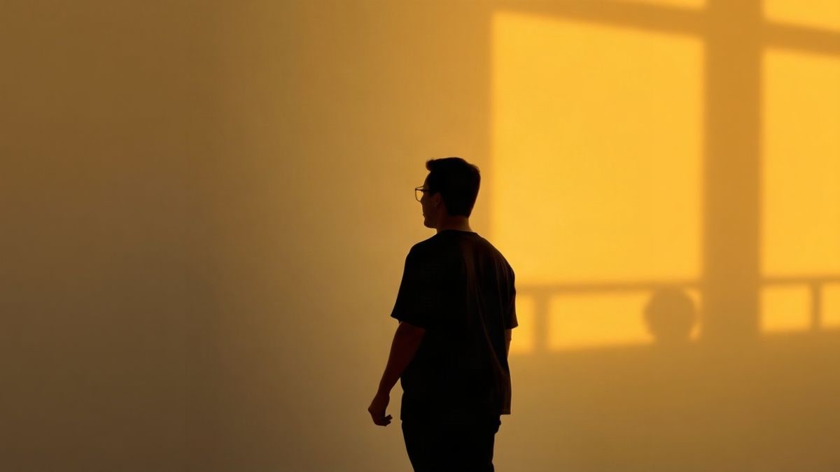 Illustrative image: empty urban square with a distant figure and a lot of negative space