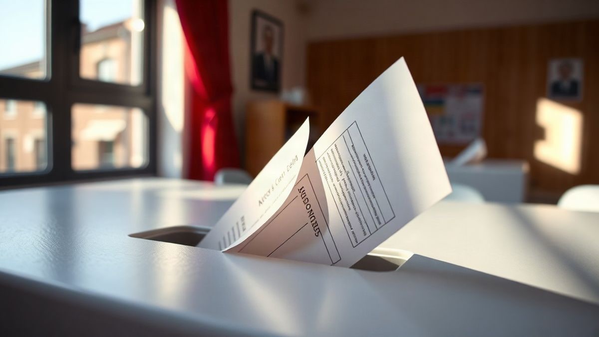 Imagen ilustrativa: primer plano de una papeleta introduciéndose en una urna electoral