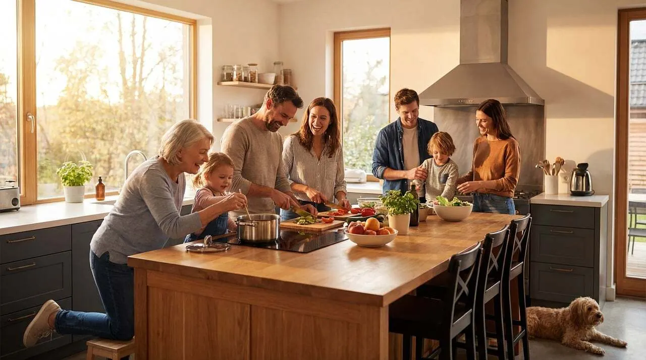 Family in the kitchen