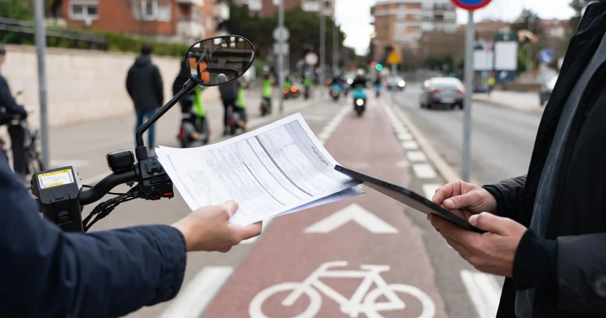 Usuario registrando un patinete eléctrico con documentación oficial.