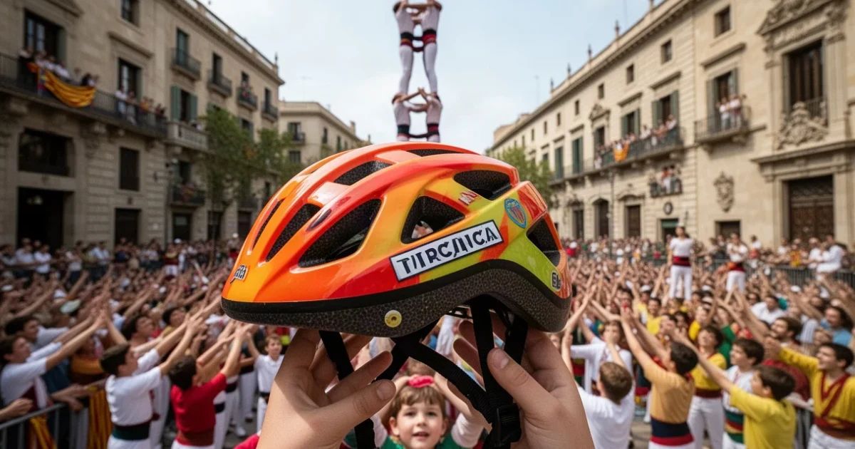 Nuevo casco infantil presentado por las colles castelleres para mejorar seguridad