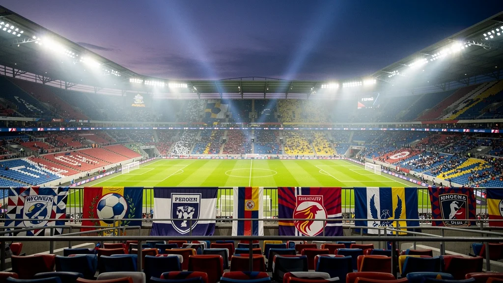 Estadio moderno iluminado durante un partido emocionante de fútbol femenino