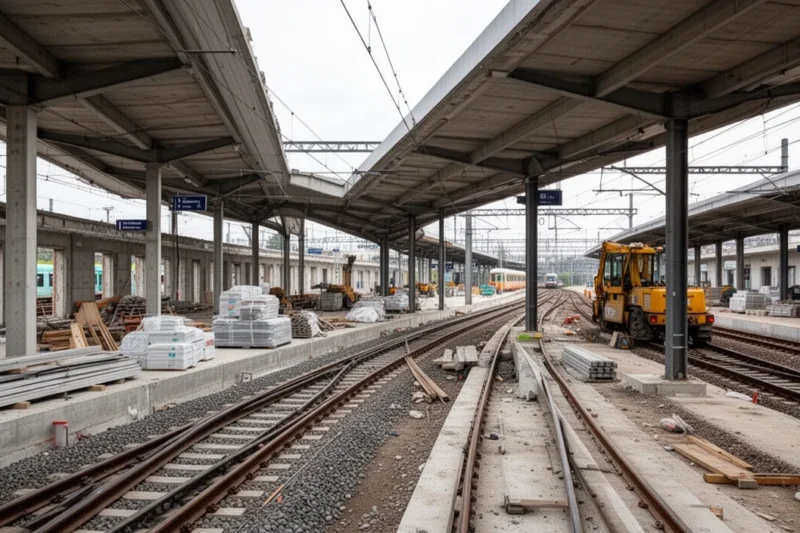 Estación Renfe en Viladecans durante su proceso de modernización