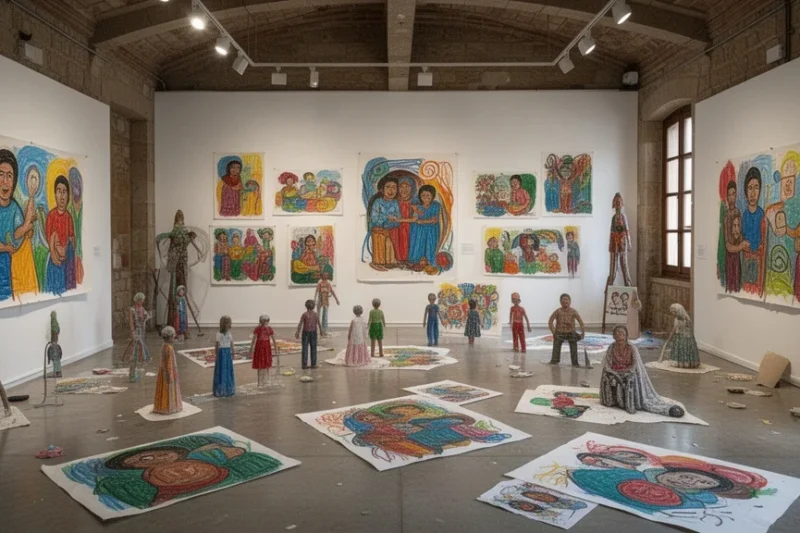 Instalación artística colaborativa en un centro comunitario