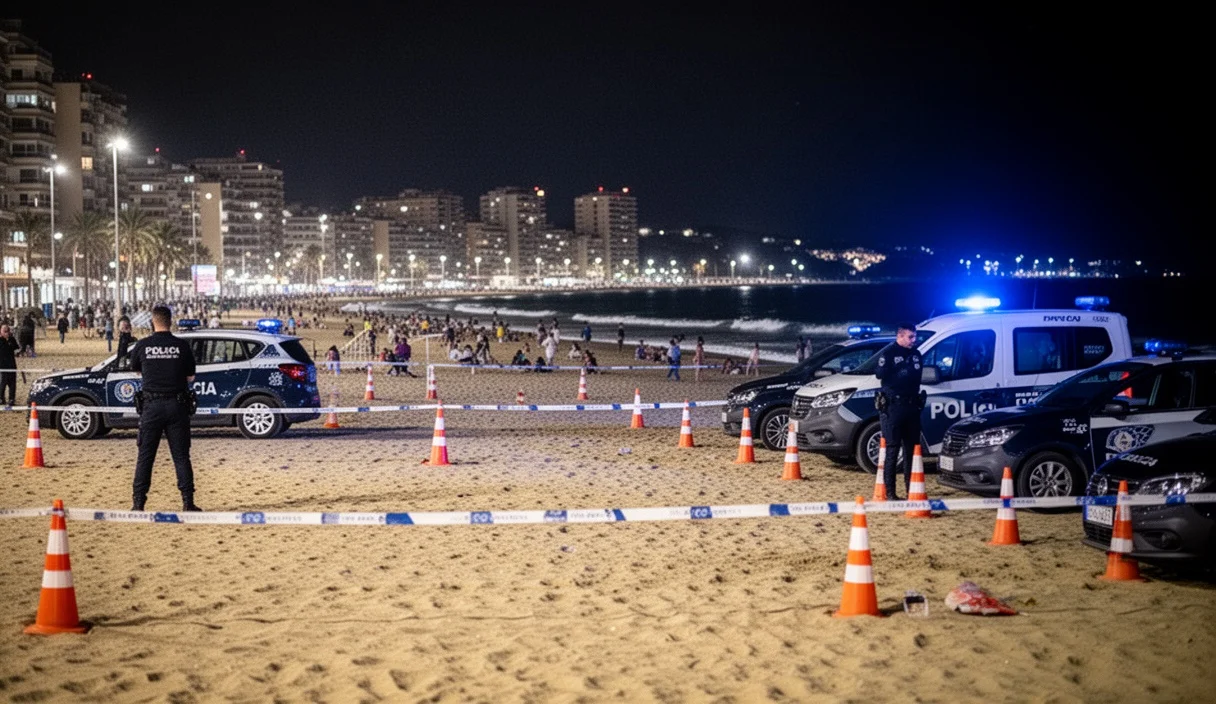 Controles policiales en las playas de Badalona durante Sant Joan