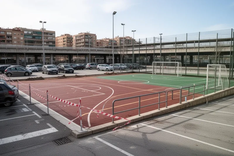 Antiguo aparcamiento junto a la estación de Rodalies en Badalona