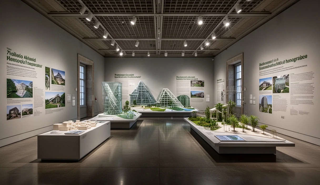 Interior view showcasing architectural exhibits at Oliva Artés Museum