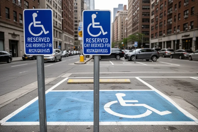 Plaza reservada para personas con movilidad reducida en Barcelona