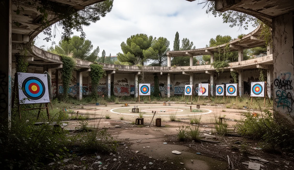 Restos abandonados del campo olímpico en Vall d'Hebron rodeados por naturaleza