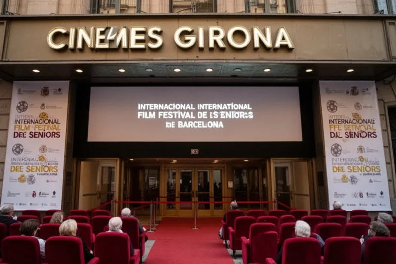 Interior view of a cinema hall prepared for a film festival screening