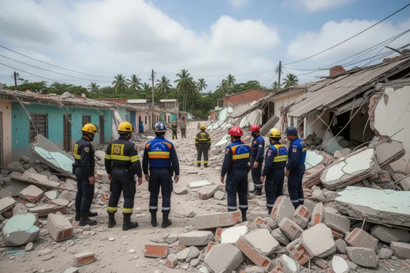 Equipo técnico evaluando daños tras un terremoto en Venezuela