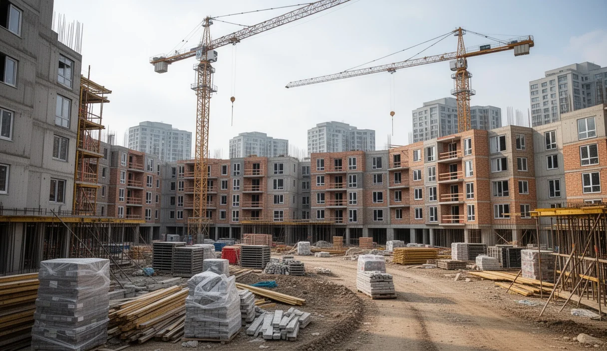 Obra en construcción de viviendas asequibles en Barcelona