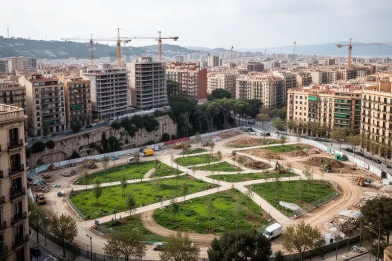 Construction site for new affordable housing development in Vallcarca