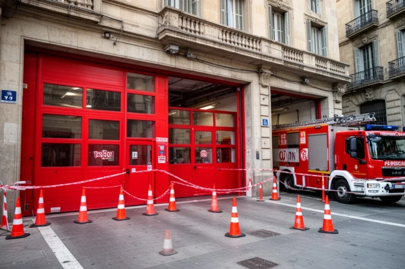 Estación de bomberos en Barcelona mostrando medidas preventivas implementadas