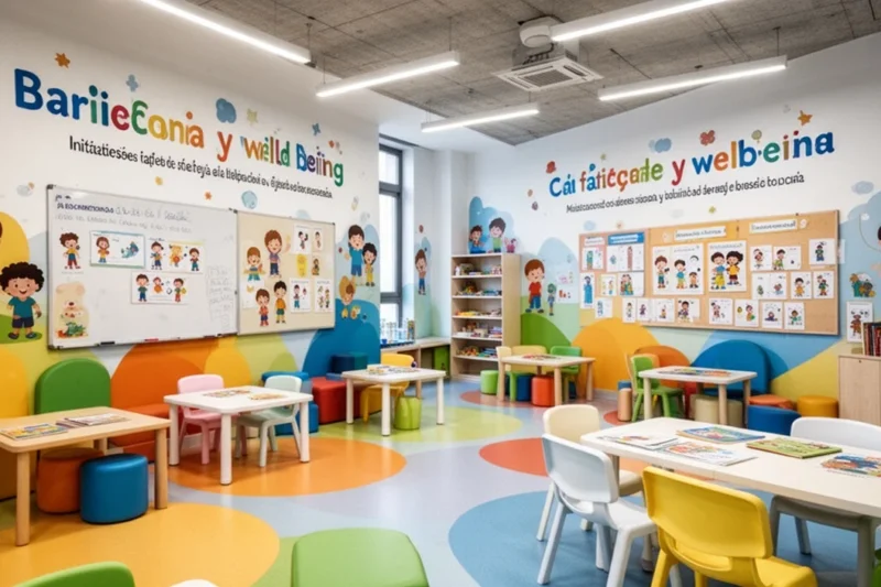 Espacio educativo moderno enfocado en iniciativas para proteger el bienestar infantil.