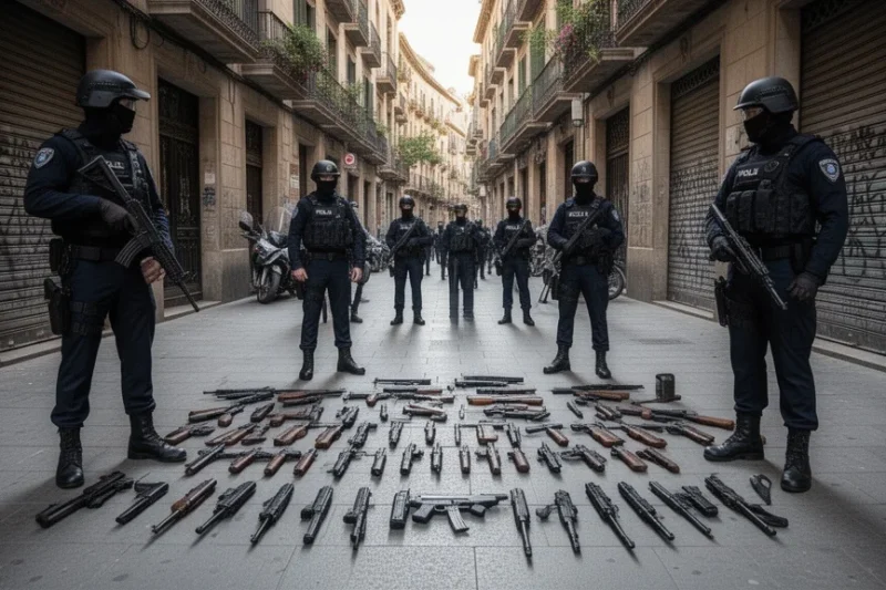 Operativo policial contra el tráfico ilegal de armas en Barcelona