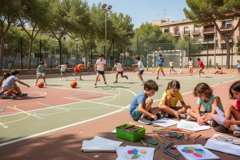 Children engaging in diverse summer activities outdoors