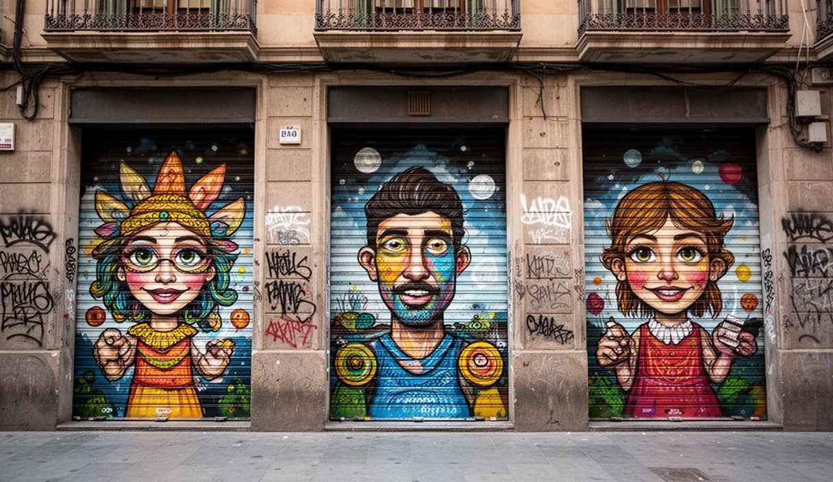 Intervenciones artísticas en persianas comerciales en Barcelona
