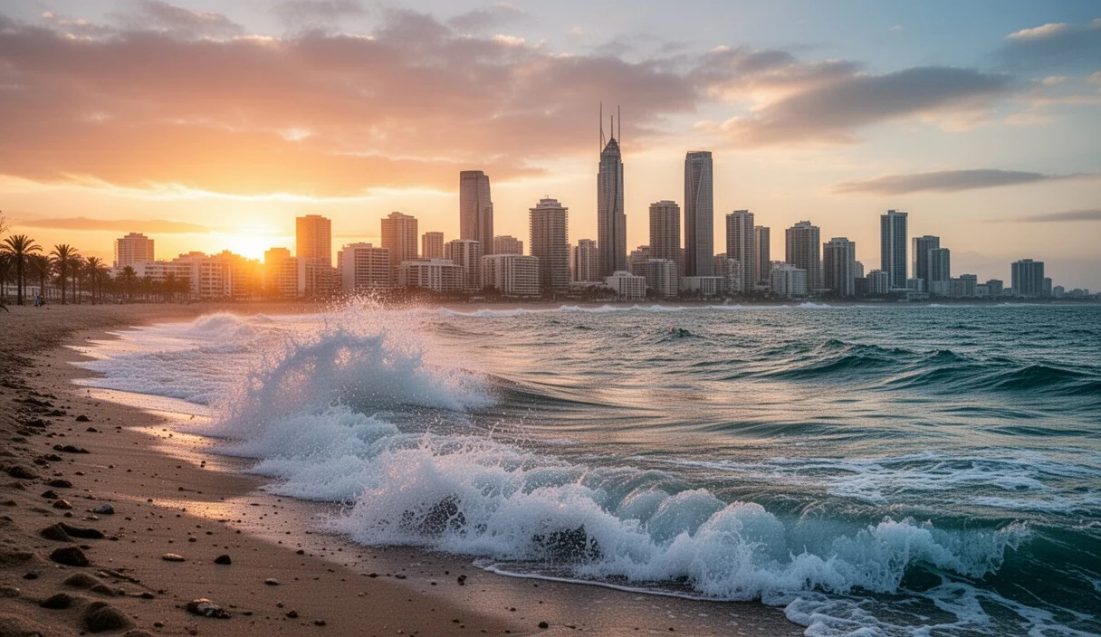 Coastal view of Barcelona highlighting its natural landscape and vulnerability