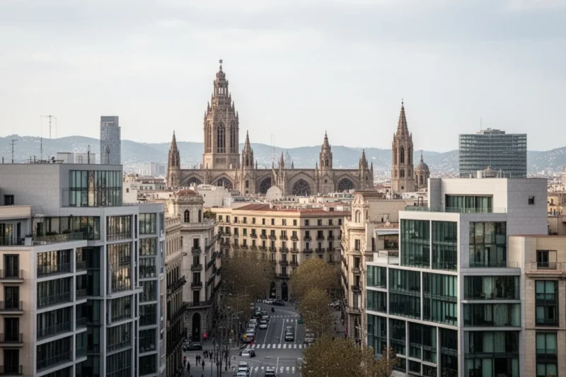 Vista moderna del paisaje urbano de Barcelona