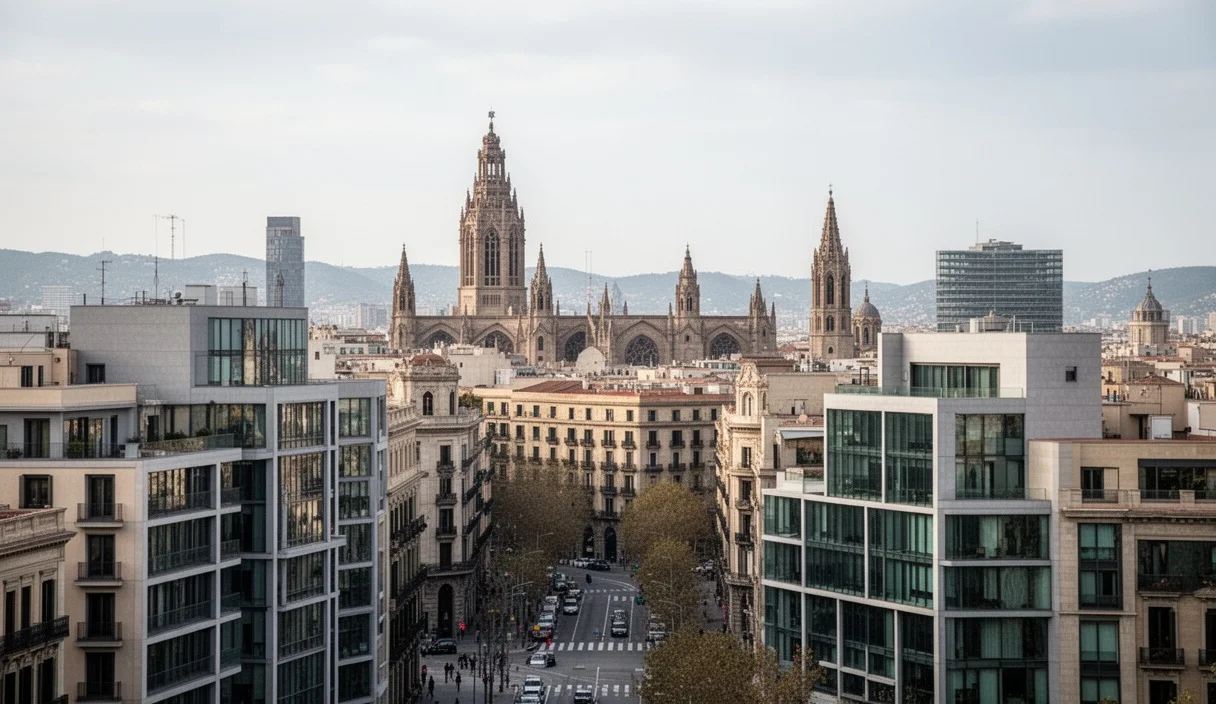 Vista moderna del paisaje urbano de Barcelona