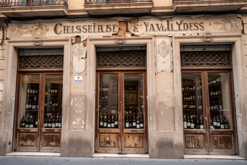 Facade of Bodega Fermín showing traditional signage being taken down
