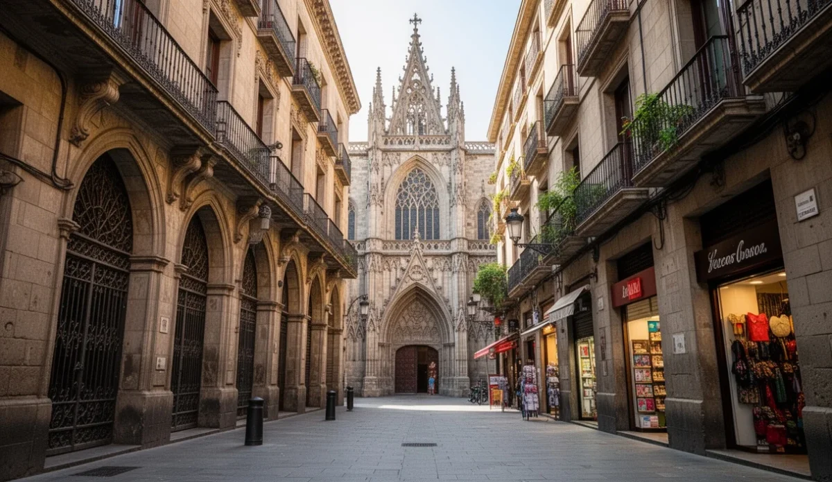 Calles históricas del Barri Gòtic con arquitectura antigua