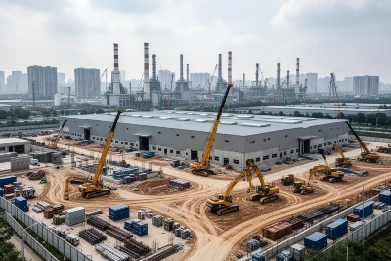 Construction site of a logistics center at Zona Franca Barcelona