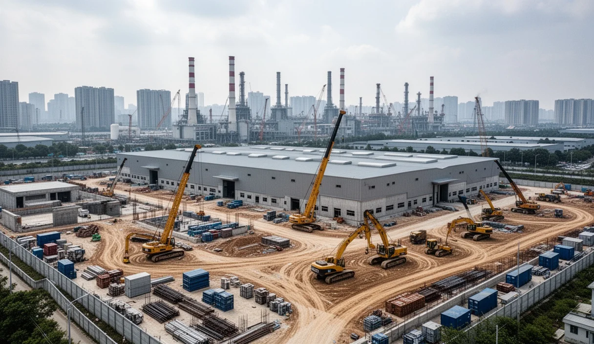 Construction site of a logistics center at Zona Franca Barcelona