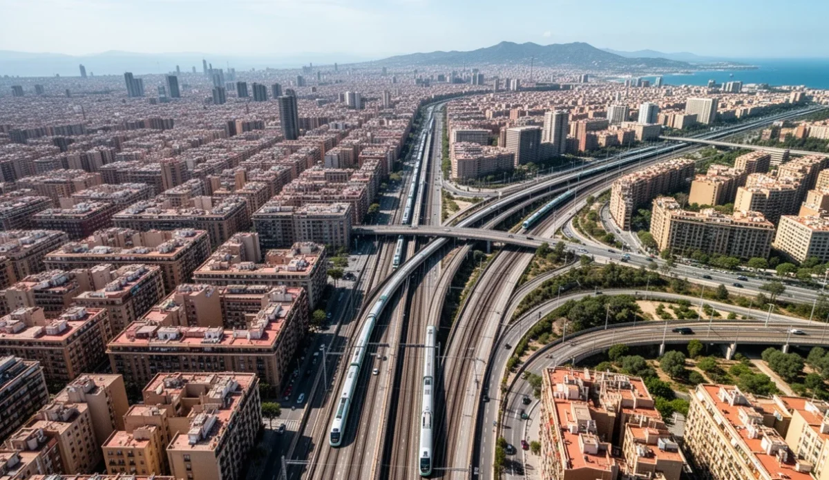 Vista aérea del área metropolitana de Barcelona mostrando planificación urbana