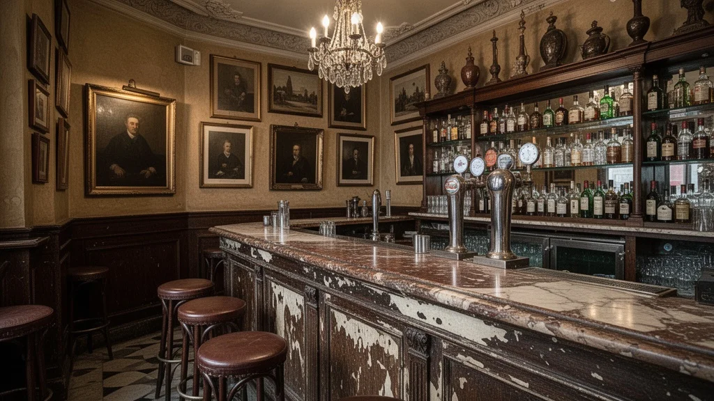 Interior del Bar Marsella con decoración vintage y barra antigua
