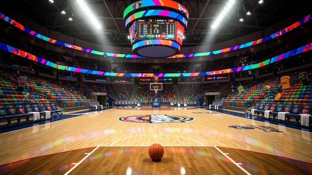 Vista general del Palau Blaugrana durante un emocionante partido de baloncesto