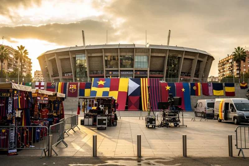 Estadio lleno de actividad durante la temporada de fichajes en Barcelona