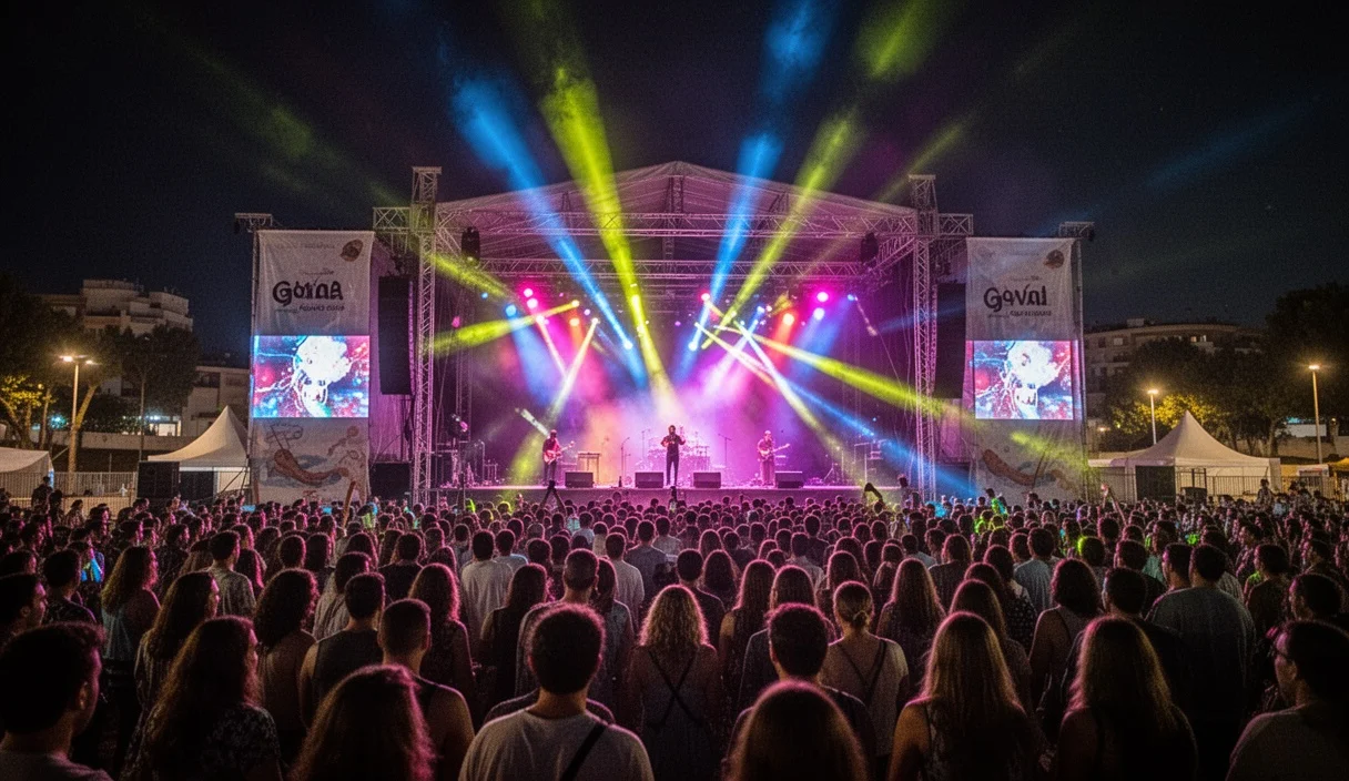 Escena vibrante del festival Brisa Open Air en Gavà durante la noche