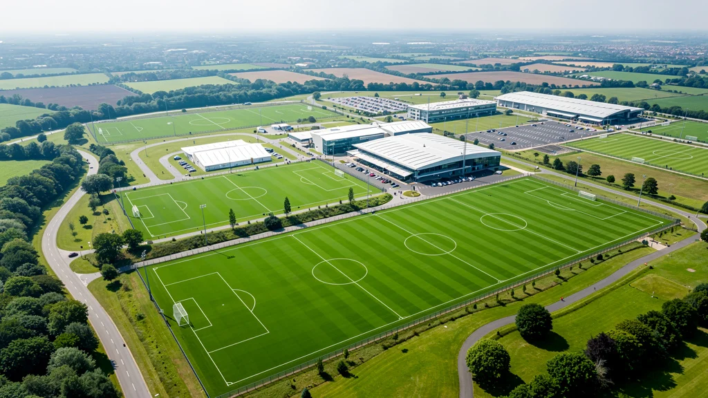 Vista aérea del complejo deportivo St George's Park durante verano