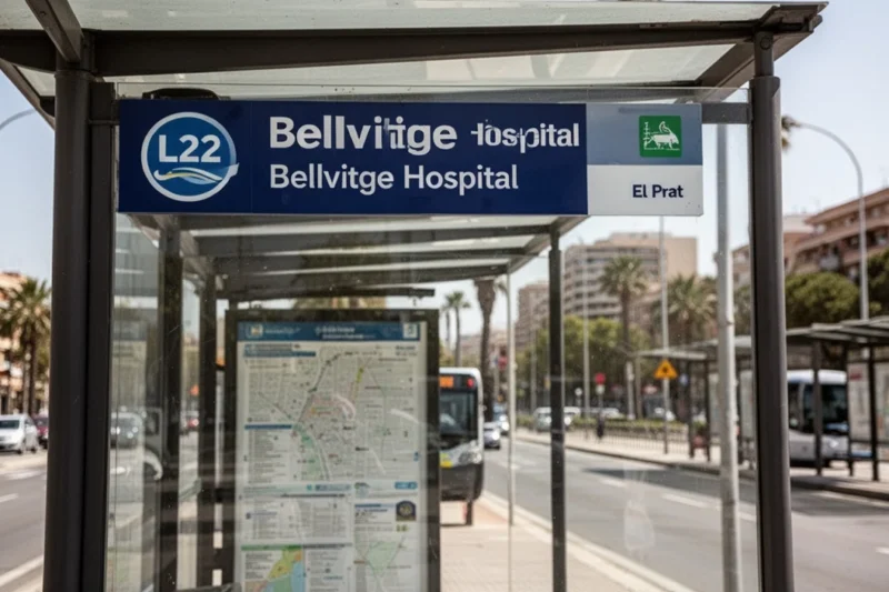 City street scene showing buses near hospital entrance