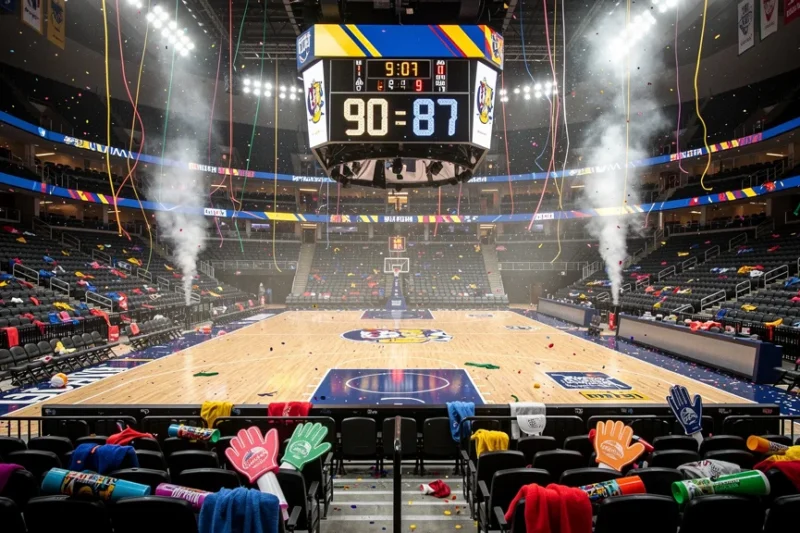 Vista general del Palau Blaugrana tras un emocionante partido de baloncesto.