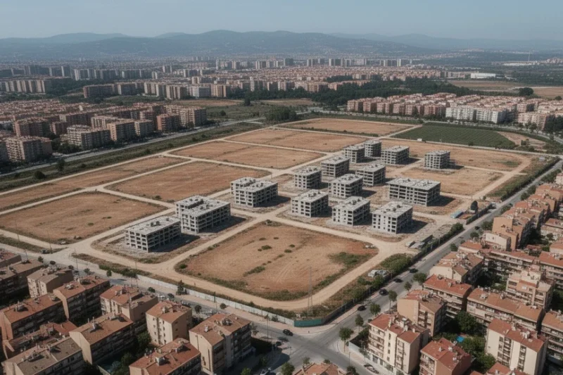 Vista aérea de urbanizaciones sin regularizar en las afueras de Barcelona