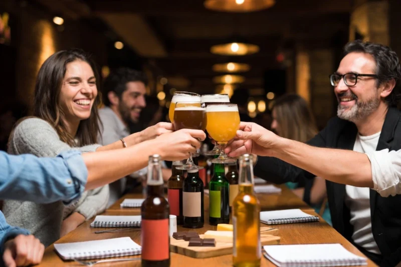 Grupo de personas en una cata de cervezas en Barcelona