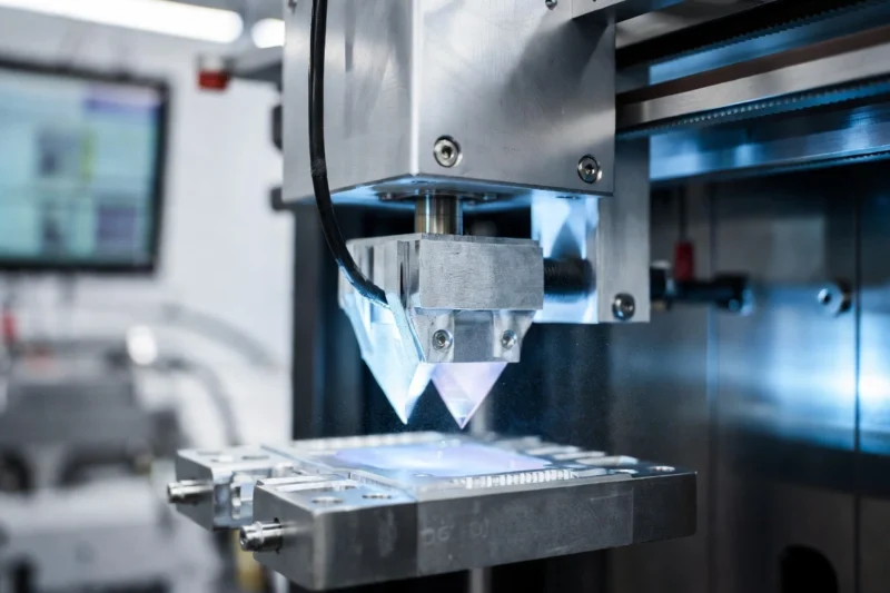 Impresora 3D de metal industrial en funcionamiento con tecnología SLM.