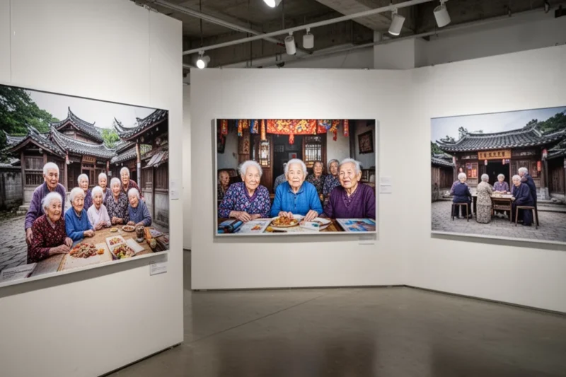 Espacio expositivo con fotografías creadas por personas mayores sobre cultura