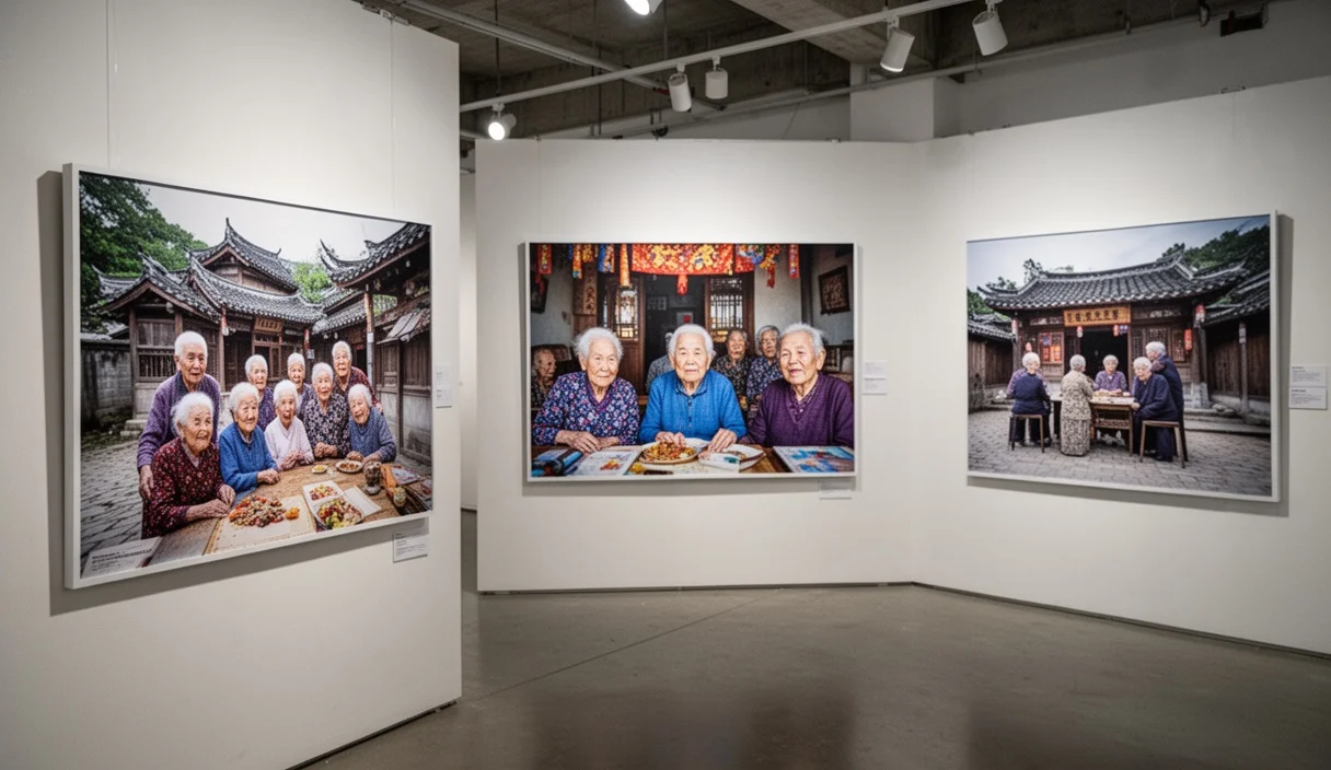 Gallery exhibiting photographs by elderly artists capturing daily life