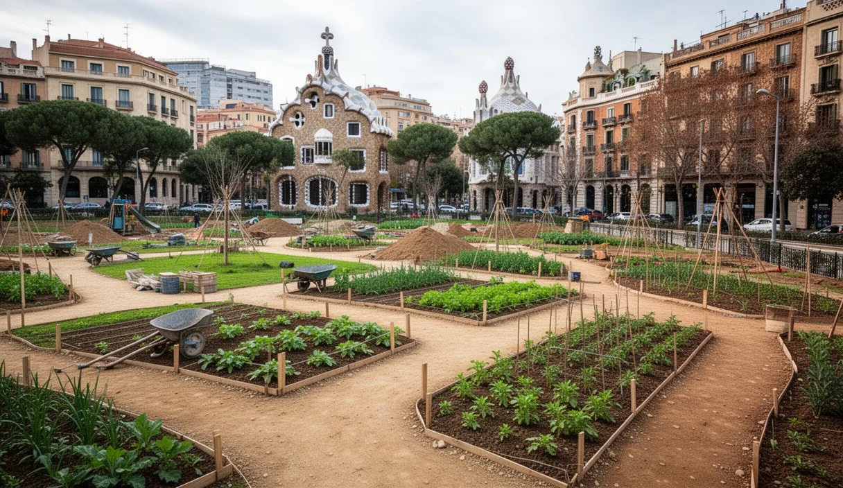 Obras en los jardines Font del Carbó en Gràcia