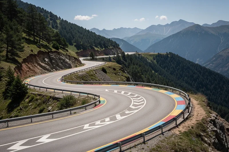 Vista panorámica del camino Collada de Toses con marcas viales innovadoras